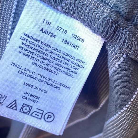 Columbia Large Gray Stripe Collar Button Down Short Sleeve Shirt Snap Button - Picture 6 of 9